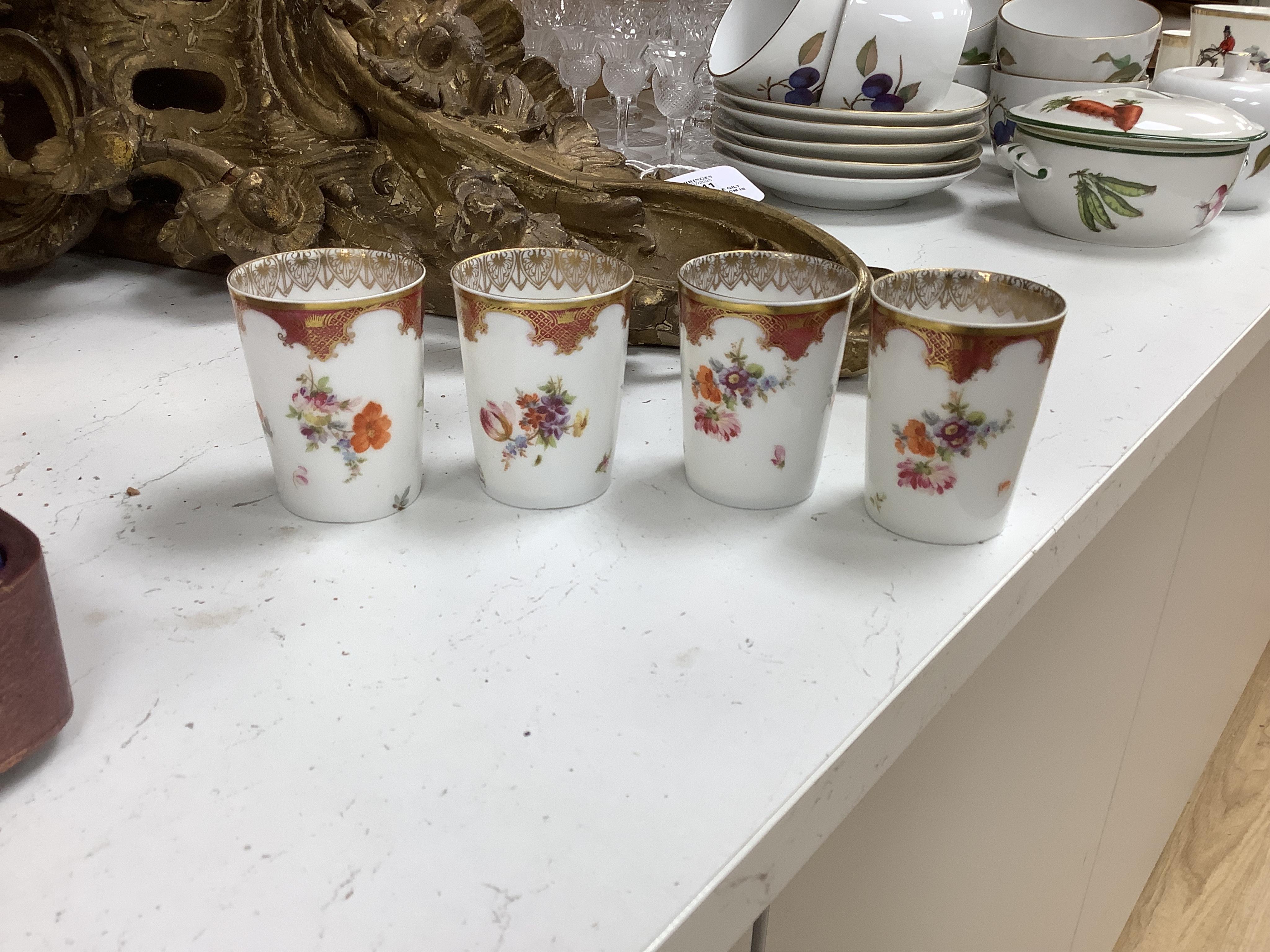 A cased Wurttemberg porcelain coffee set, silver mounted, 40cm wide